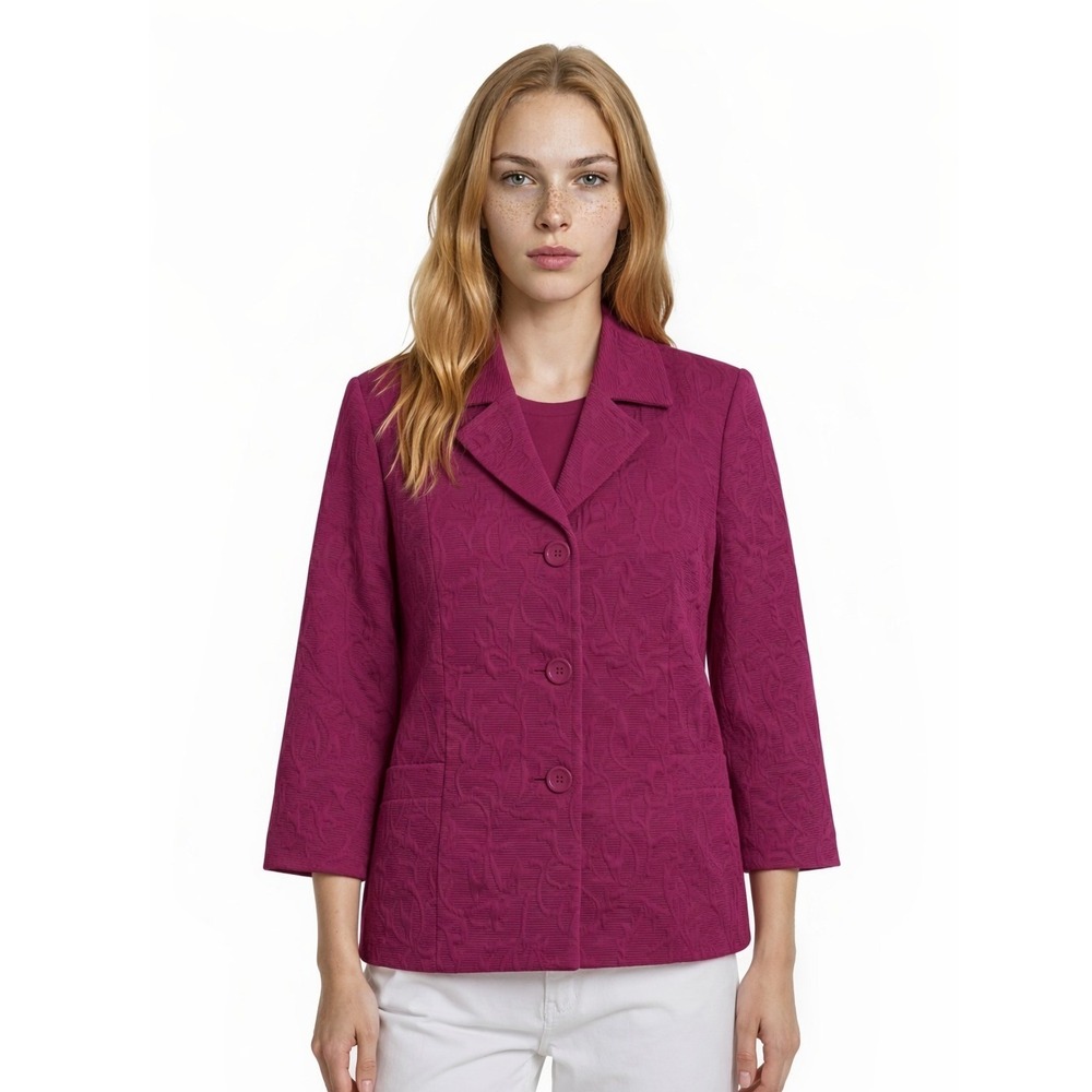 George Simonton Says Blazer Jacket Women's Size XL Magenta Purple Pink‎ Jacquard